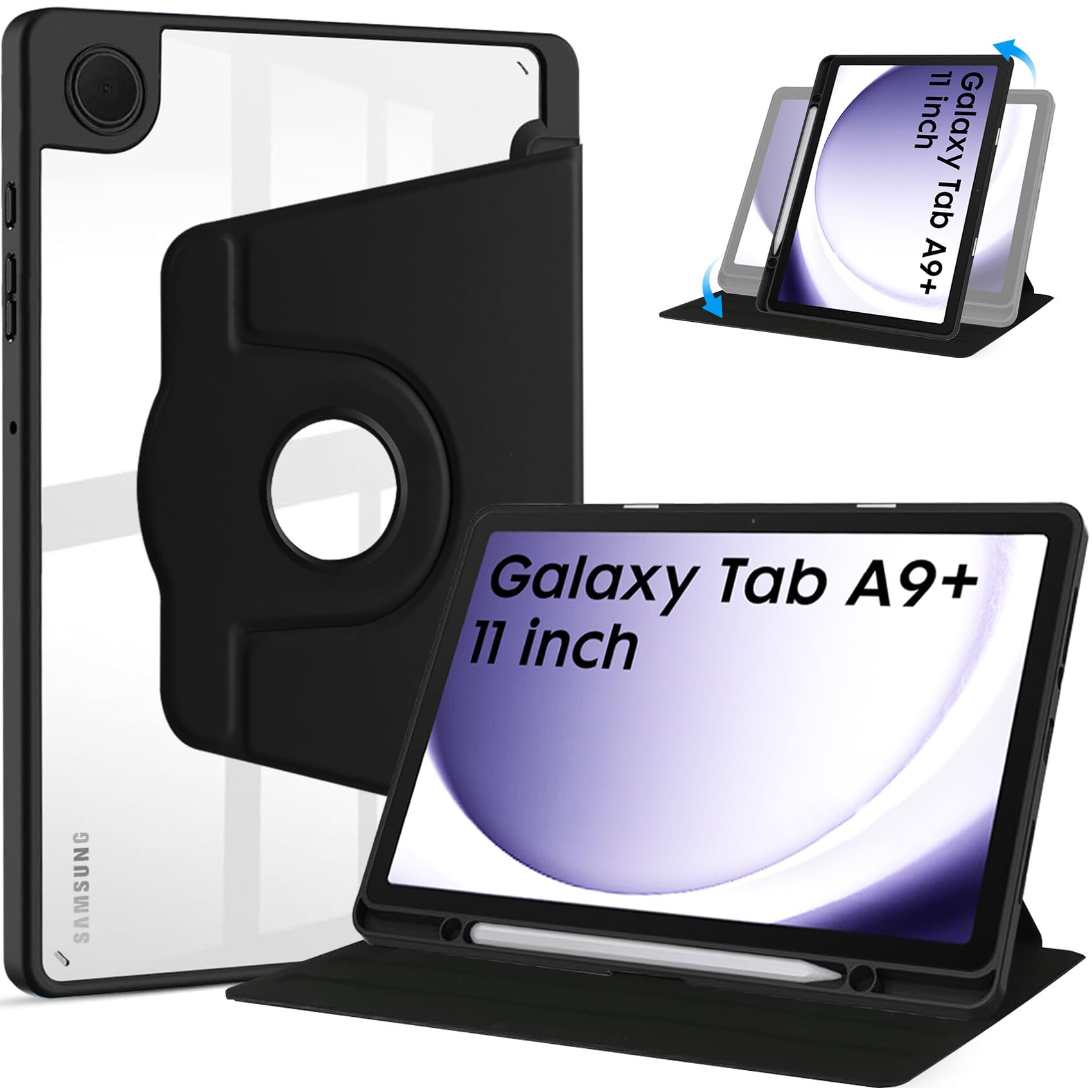 Robustrion Cover for Samsung Tab A9 Plus Cover Case 11 inch, Hybrid [360 Rotation] Cover Case for Samsung Tab A9 Plus Tablet Cover/Galaxy Tab A9+ Cover - Black (B0D42DLX9L) Amazon Price History, Amazon Price Tracker