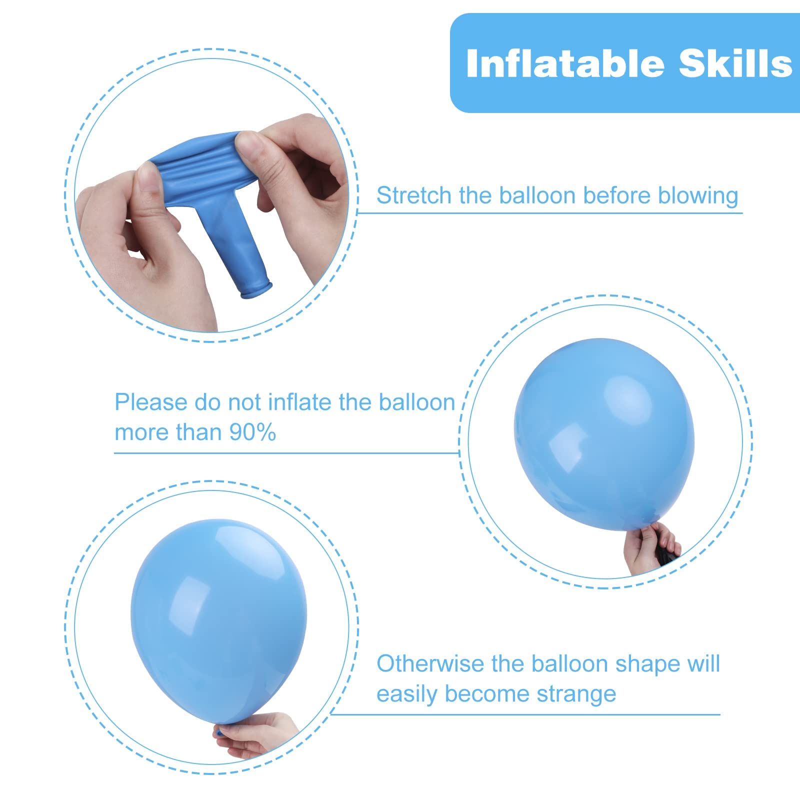 RUBFAC 129pcs Light Blue Balloons Different Sizes 18 12 10 5 Inch for Garland Arch, Blue Balloons for Birthday Gender Reveal Baby Shower Sky Blue Balloons Party Decoration