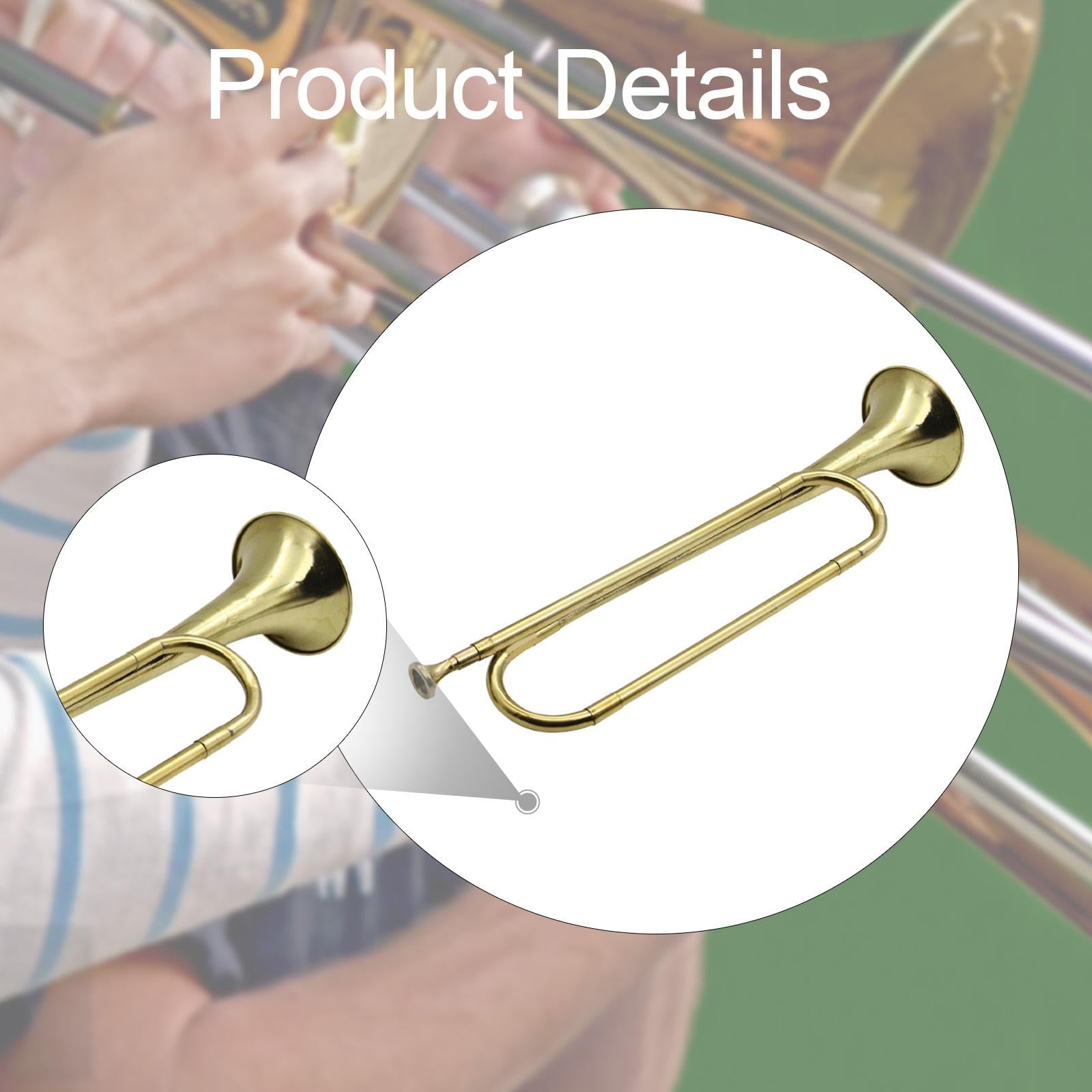 Colaxi BB Trumpet Marching Bugle Marching Band Instrument Blowing Bugle Brass Musical Instrument for Band Stage Performance Children