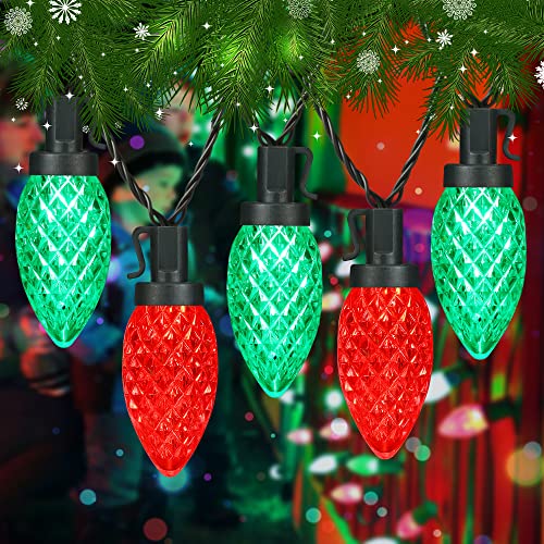 Toodour Red & Green C9 Christmas Lights, 33ft 50 LED Christmas String Lights, Faceted Strawberry Christmas Lights Outdoor Indoor Fairy Twinkle Tree Lights for Roof, Garden, Party, Wedding, Xmas Decors Toodour Red & Green C9 Christmas Lights, 33ft 50 LED Christmas String Lights, Faceted Strawberry Christmas Lights Outdoor Indoor Fairy Twinkle Tree Lights for Roof, Garden, Party, Wedding, Xmas Decors