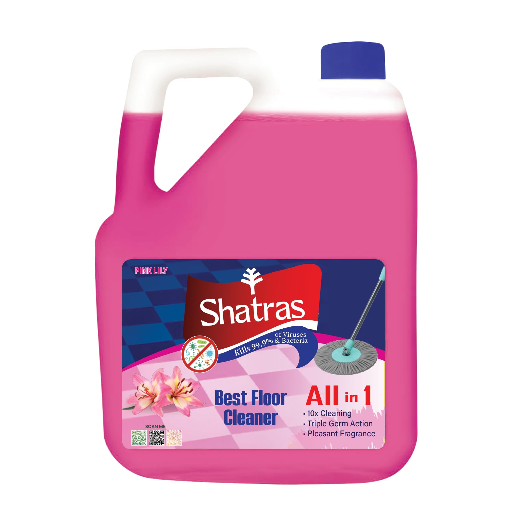 Shatras 5Liter Pink Lily Disinfectant Surface & Floor Cleaner Liquid || Suitable For All Floor Cleaner Mops || Kills 99.9% Germs-image-20