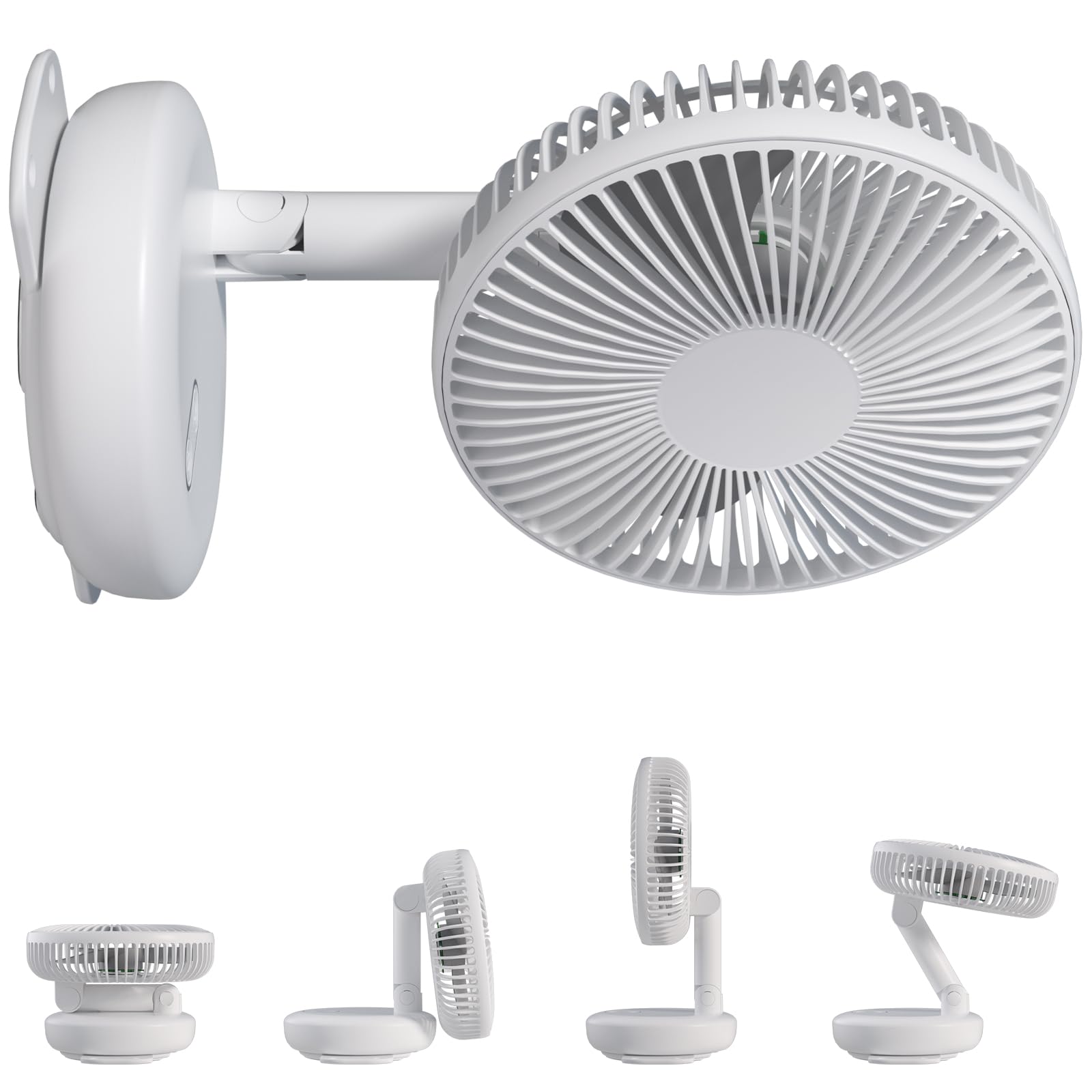 Ventilatore da parete per camper/auto/yacht, rotazione della testa di 180°, inclinazione di 90° e oscillazione automatica di 100°, ventilatore girevole pieghevole a 4 velocità