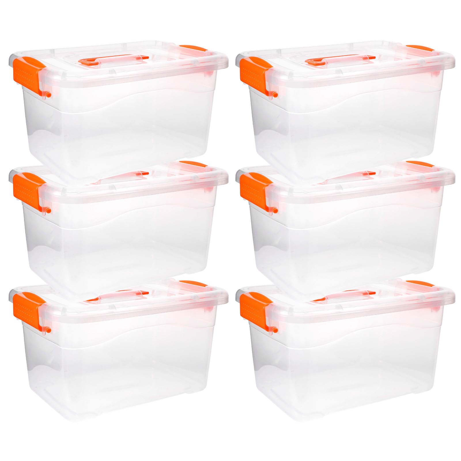 Gadpiparty Cajas de Almacenamiento Transparentes 3 Litros Asa Set de 6 Contenedores Plásticos Cierre Organizadores Apilables para Hogar y Oficina Contenedores Reutilizables para