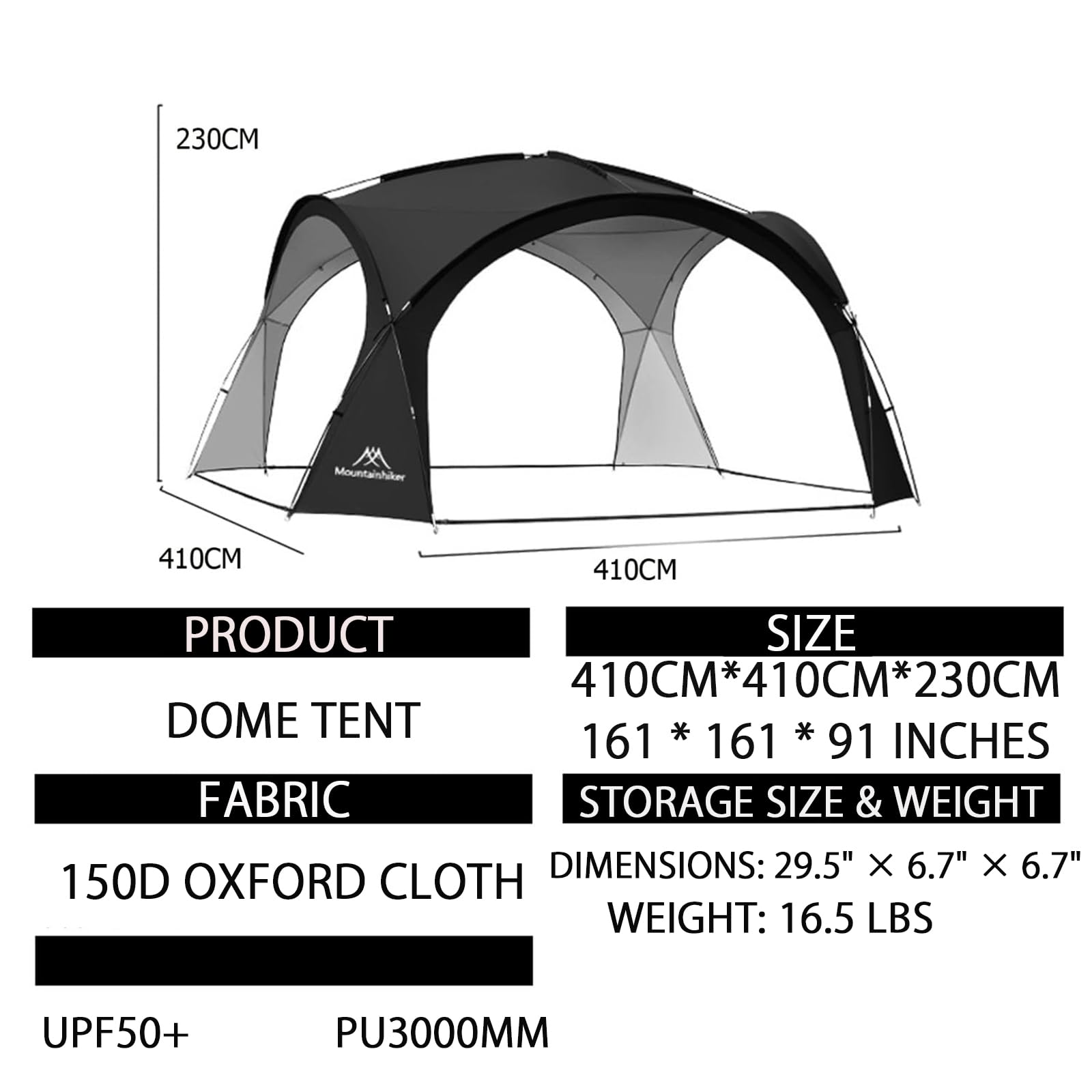 Amazon.com: Mountainhiker Dome Tent – (160 * 160 * 90in) UV