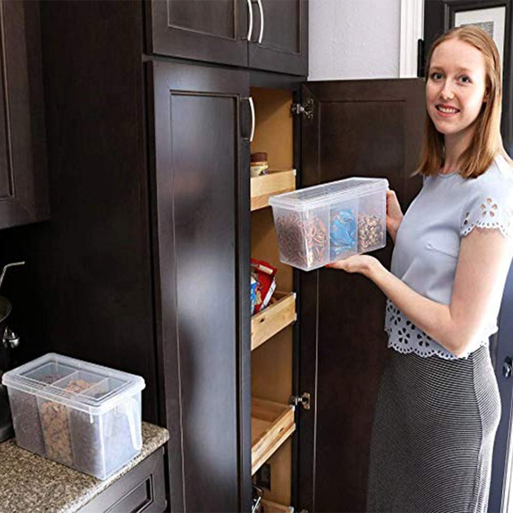 2 Opakowania Pojemników Do Przechowywania żywności Z Pokrywkami, Tacka Na Owoce I Warzywa Z 12 Małymi Przegródkami, Plastikowe Pojemniki Do Przechowyw, Clear, 2Pack with 6 dividers