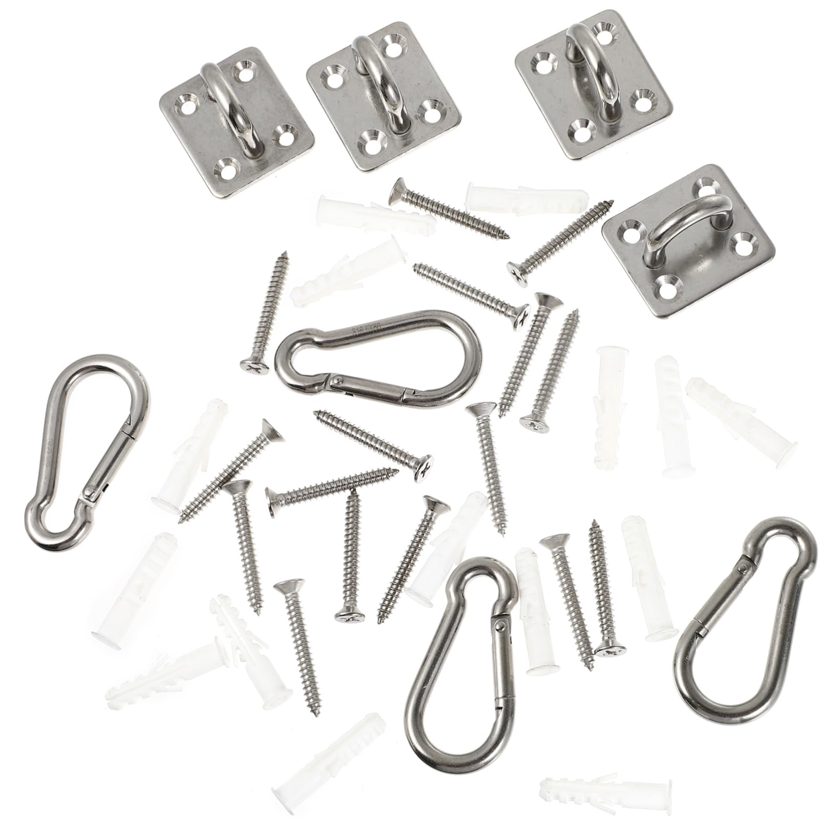 Cabilock Set of 4 Industrial Strength Ceiling Hooks 304 Stainless Steel M5 Square Nuts Versatile for Hangers Hanging Plants Decorative Nets Marine Patio Sunshade Sports Home Organization