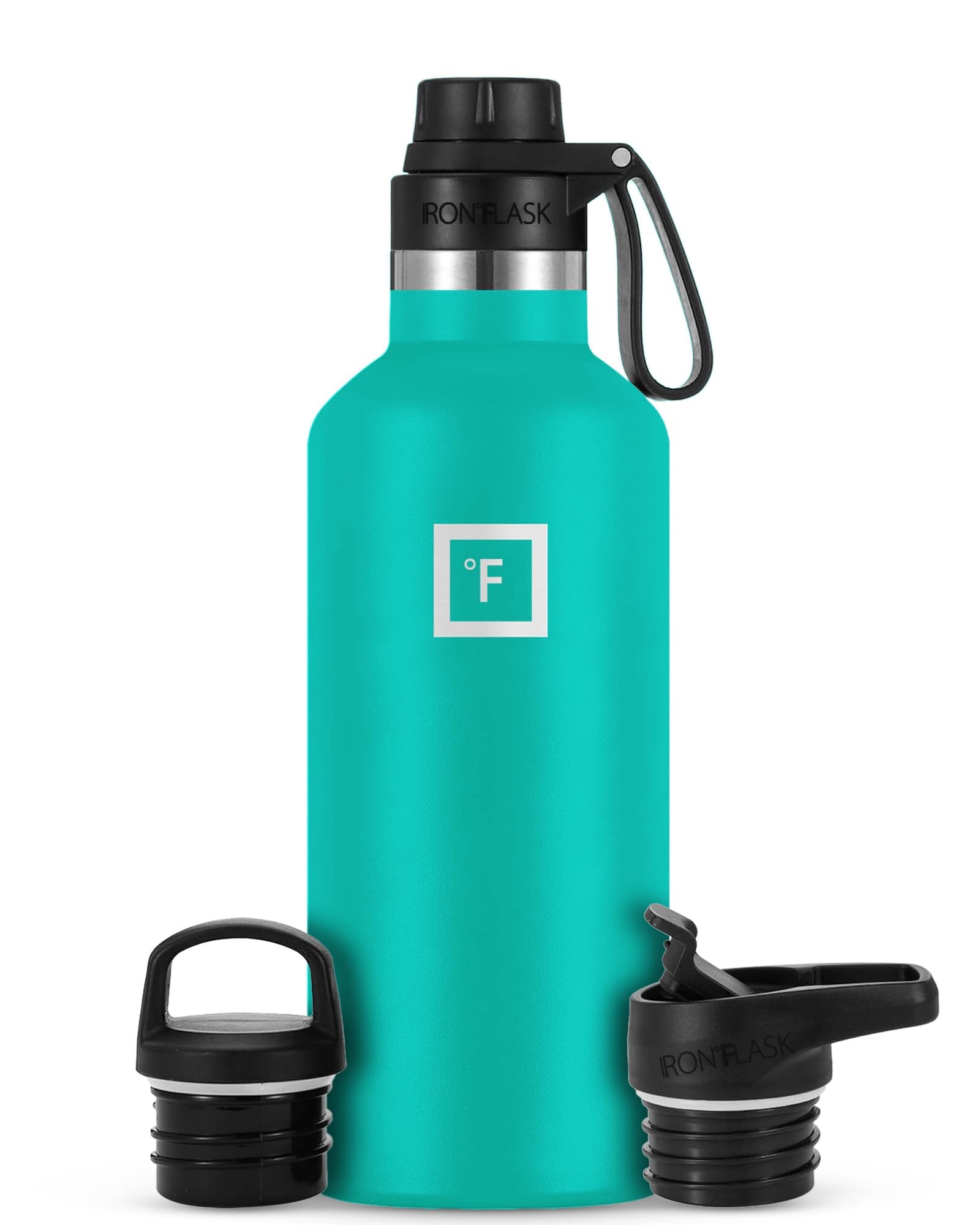 Insulated Water Bottle with Spout Lid Narrow - 950ml (3 Lids) - Cold 24hrs & Hot 12hrs Drinks - Double-Walled Stainless Steel Metal Leakproof Travel Sports Gym Camping & Hiking Hydration Flask