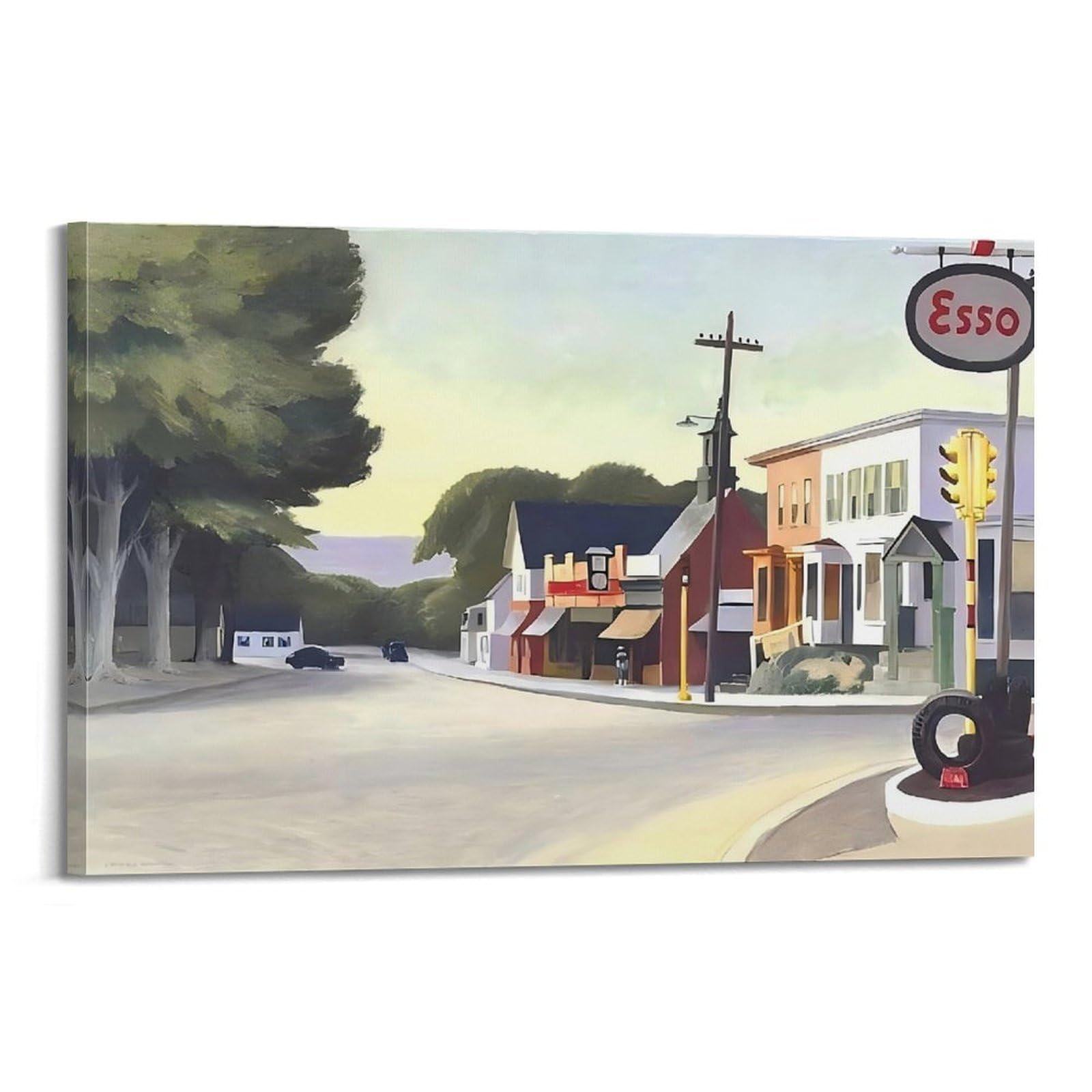 Sjwiner Frame-Style Edward Hopper Painting Poster Canvas Vintage Aesthetic Design Painting For Living Room Bed Room 12X18inch(30X45cm)