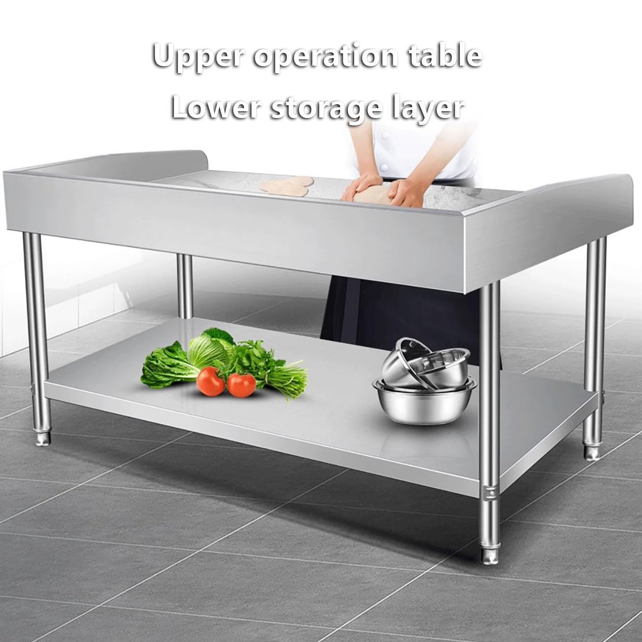 MTSYXYM Edelstahl Tisch Outdoor,Küche Edelstahltisch,beistelltisch Grill,Abgerundete Ecken verhindern Stöße, 360° drehbare Universalräder,Für Garage, Haus, Lager Und Küche MTSYXYM Edelstahl Tisch Outdoor,Küche Edelstahltisch,beistelltisch Grill,Abgerundete Ecken verhindern Stöße, 360° drehbare Universalräder,Für Garage, Haus, Lager Und Küche