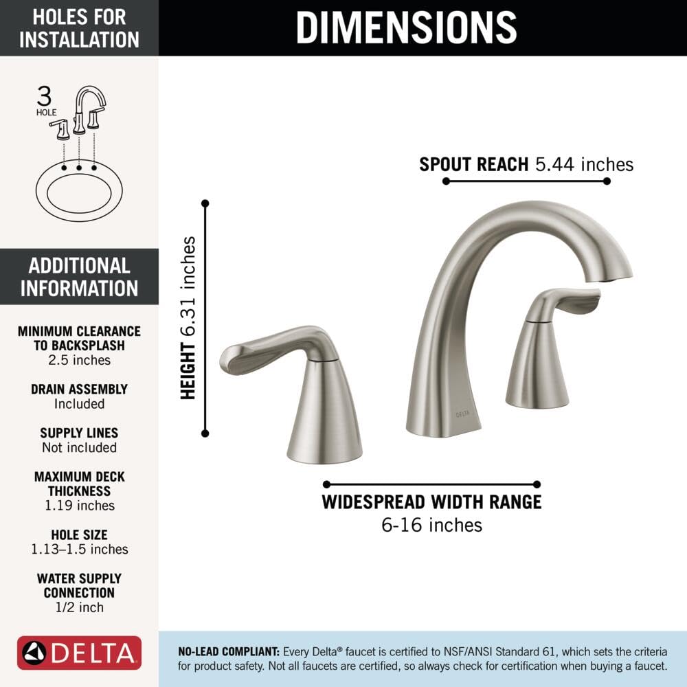 Delta TRINSIC Robinet de salle de bain à deux poignées et à