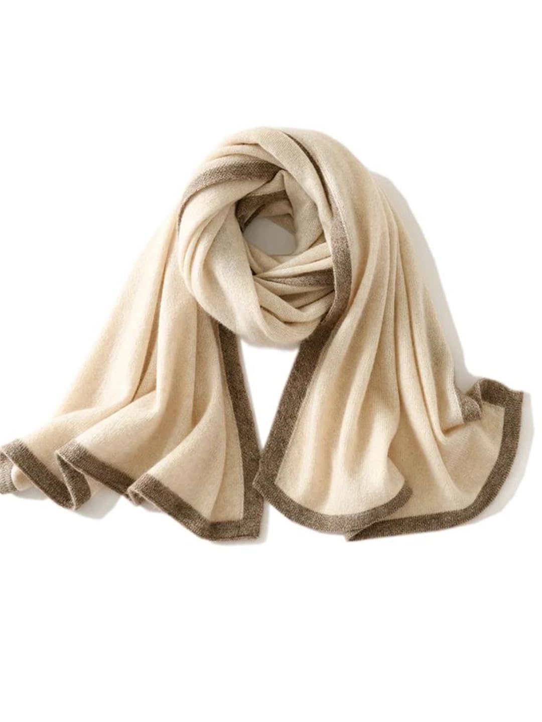 Bufanda de punto de cachemira para mujer, bufanda de otoño suave y sólida, bufanda de invierno de contraste de color cálido