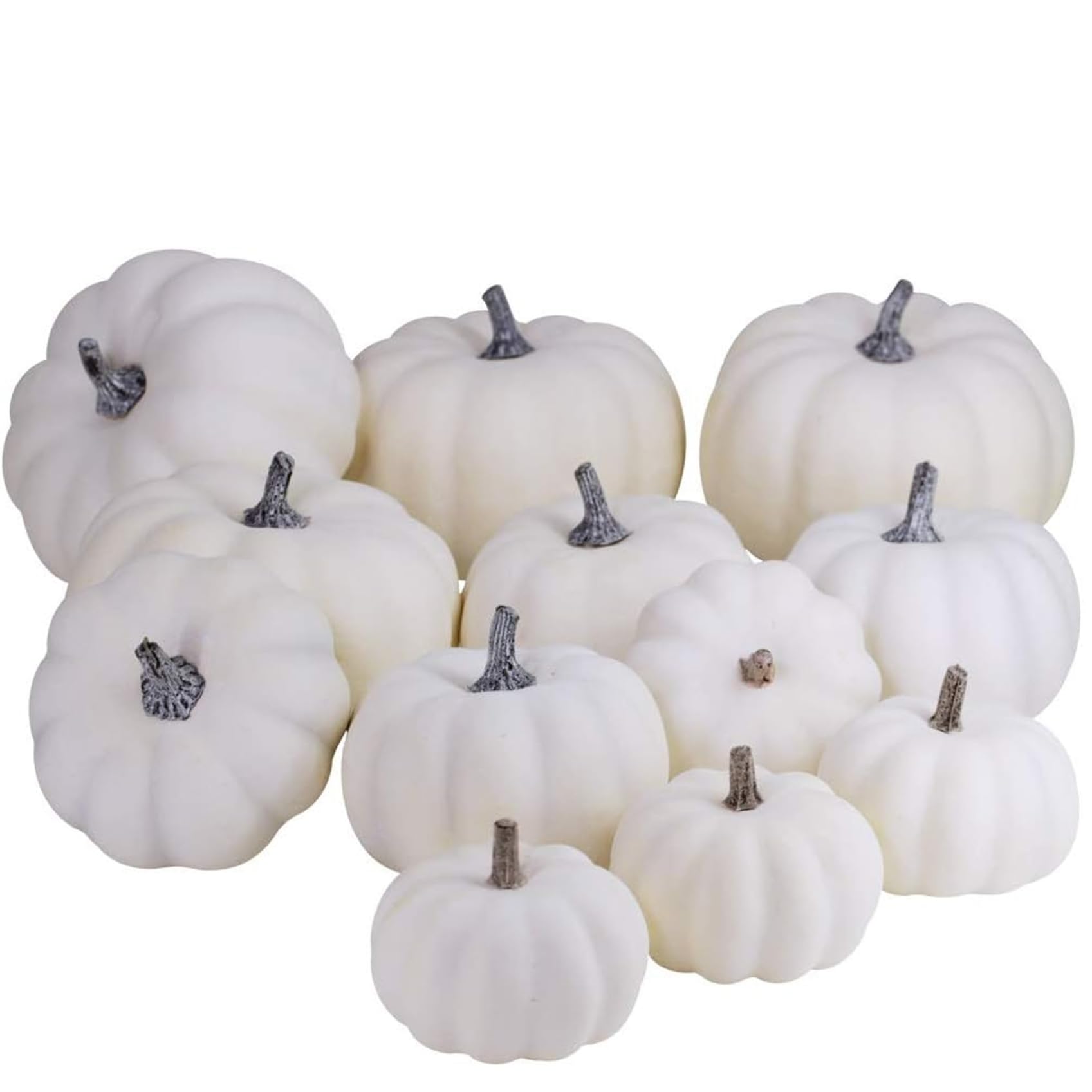 Zucche bianche 12 pezzi, decorazioni realistiche di Halloween