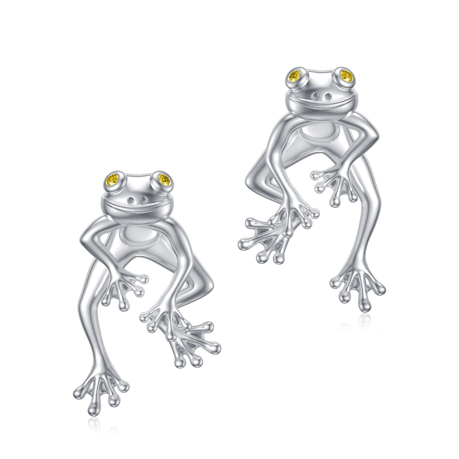 PYTALIPYTALI Frog Earrings Sterling Silver Stud Earrings Cute Earrings for Teen Girls Earrings Jewelry Gift for Women, Sterling Silver, Zircon