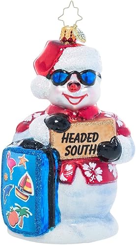 Christopher Radko Adorno decorativo de Navidad europeo hecho a mano, muñeco de nieve fuera de la oficina