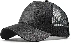 Boné Feminino Brilho Glitter Com Saída Rabo de Cavalo E Tela