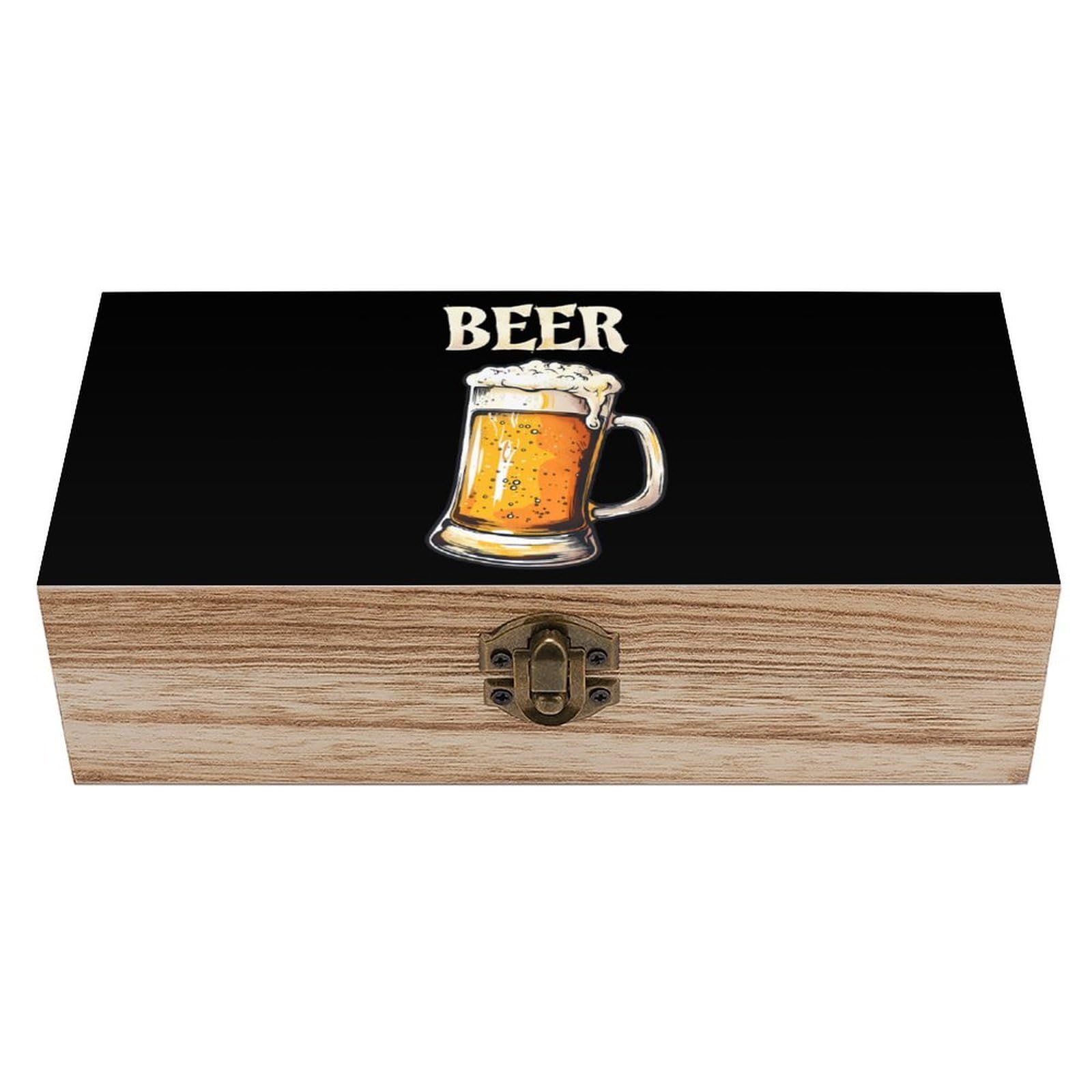 CGSBNGHA Beer Wooden Storage Boxes with Lid Memory Box Decorative Organiser for Office And Home