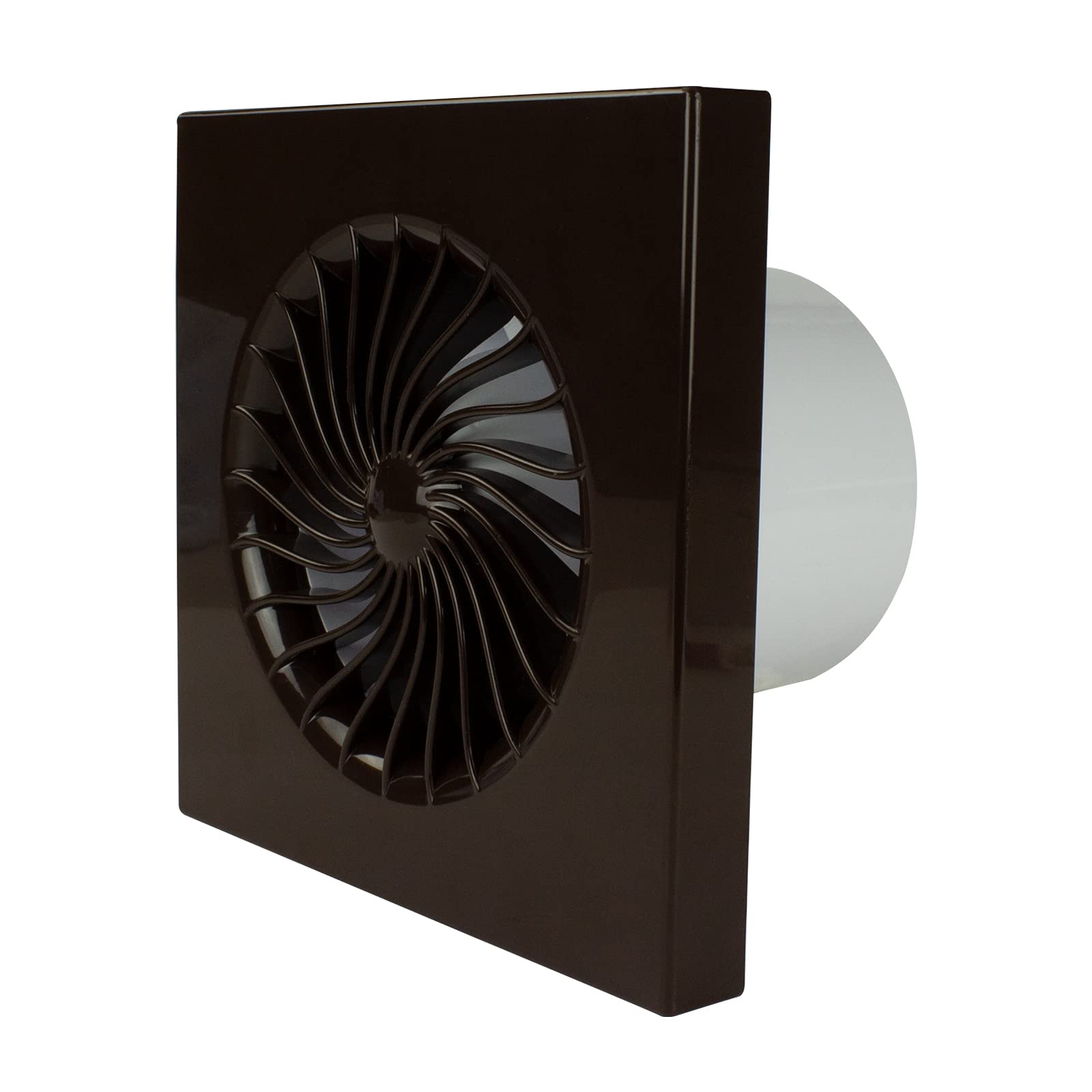 VONLIS Badkamerventilator, ventilator, badkamer, toilet, ontluchting, afvoerlucht, 100 mm, wit, naloop/timer, gebogen