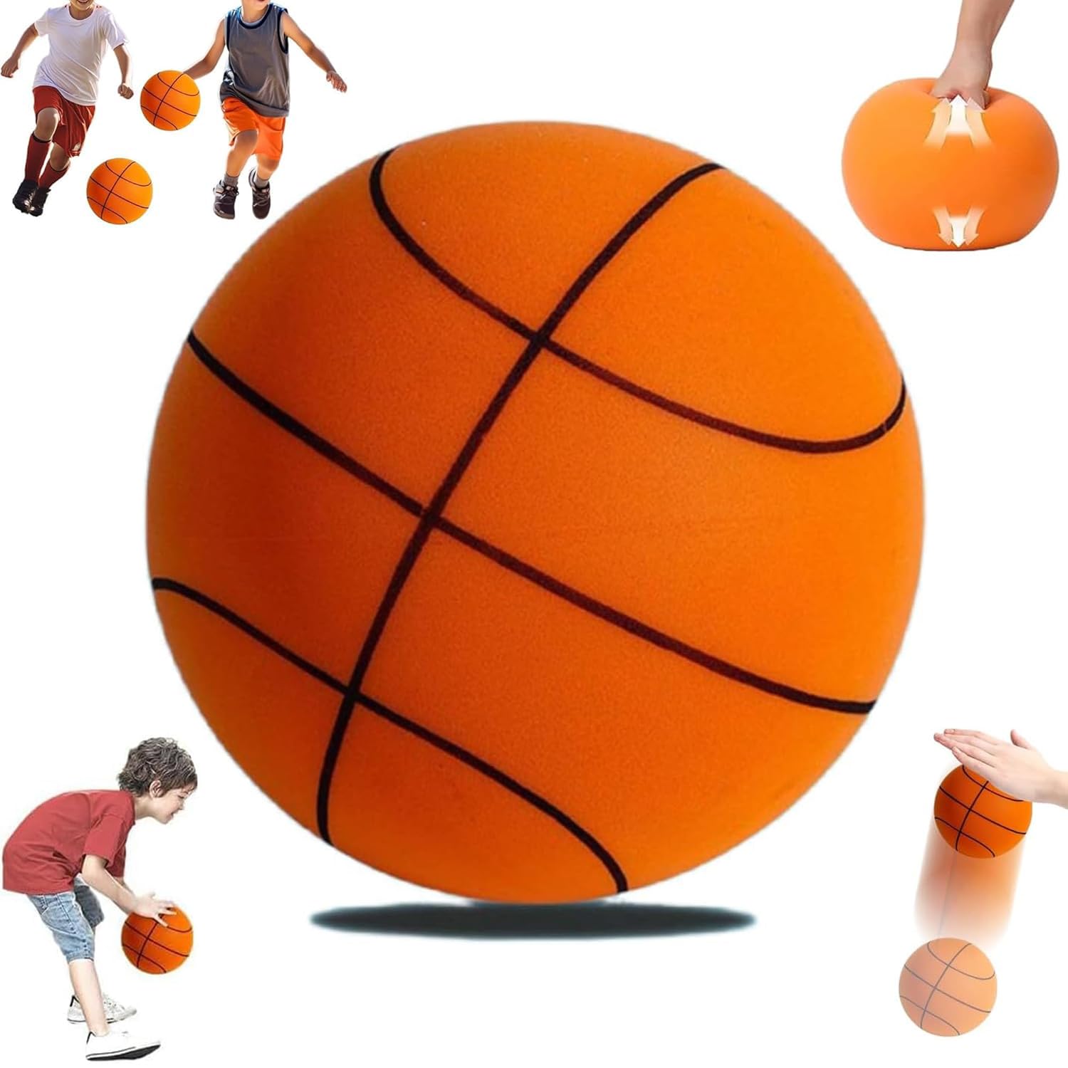 24CM Silent Basketball - Foam Silent Basketball Indoor Training Ball, Uncoated High Density High-Resilience Safe Foam Ball, Low Noise Basketball Training for Various Indoor Activities No.7