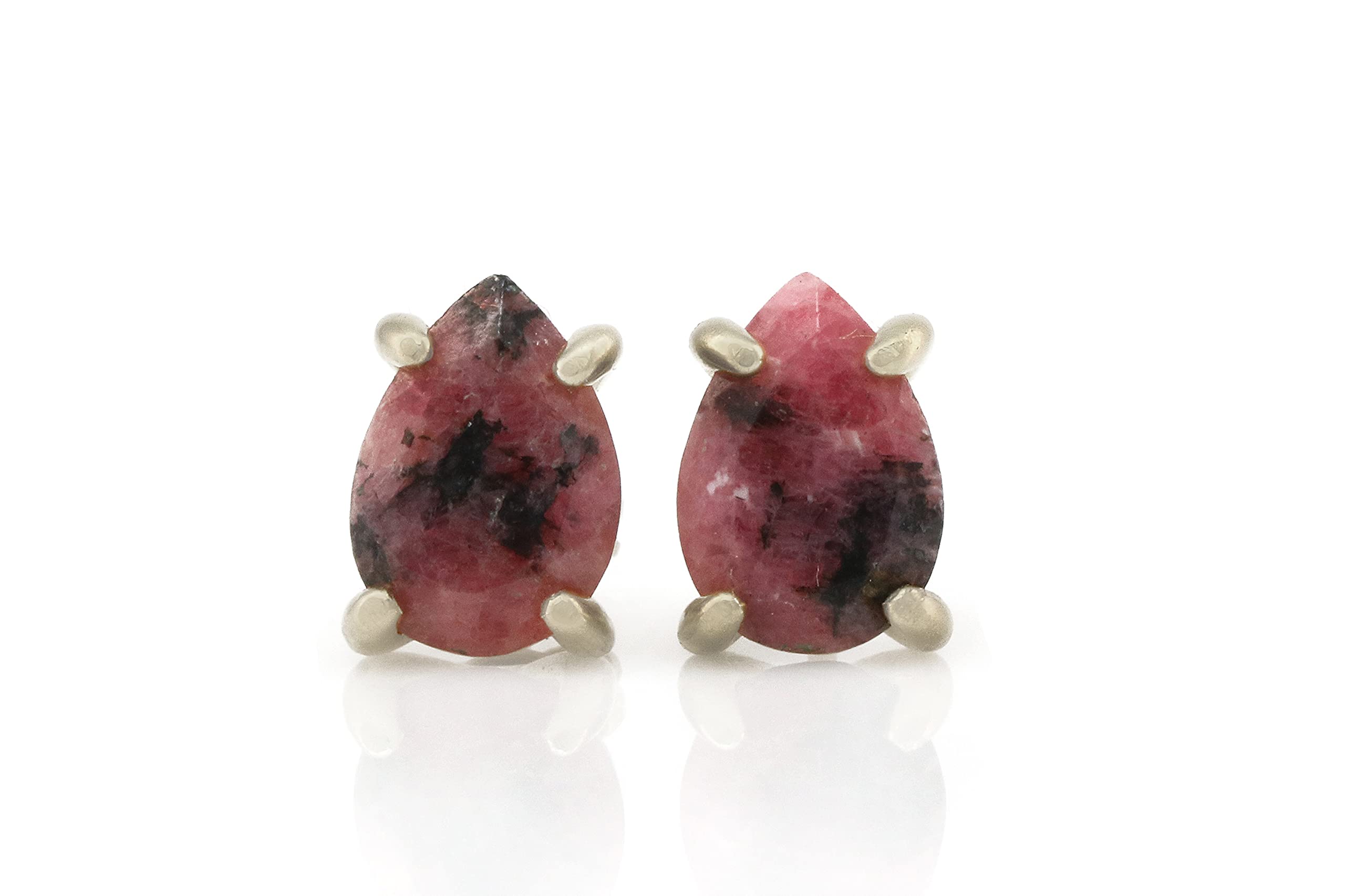 Anemone Pera Rodonite Orecchini - Gemma Naturale Orecchini per Tutti i Giorni, Orecchini Fatti a Mano, Orecchini Moda - Gioielli Personalizzati per Signore - Orecchini Artigianali con Scatola Regalo