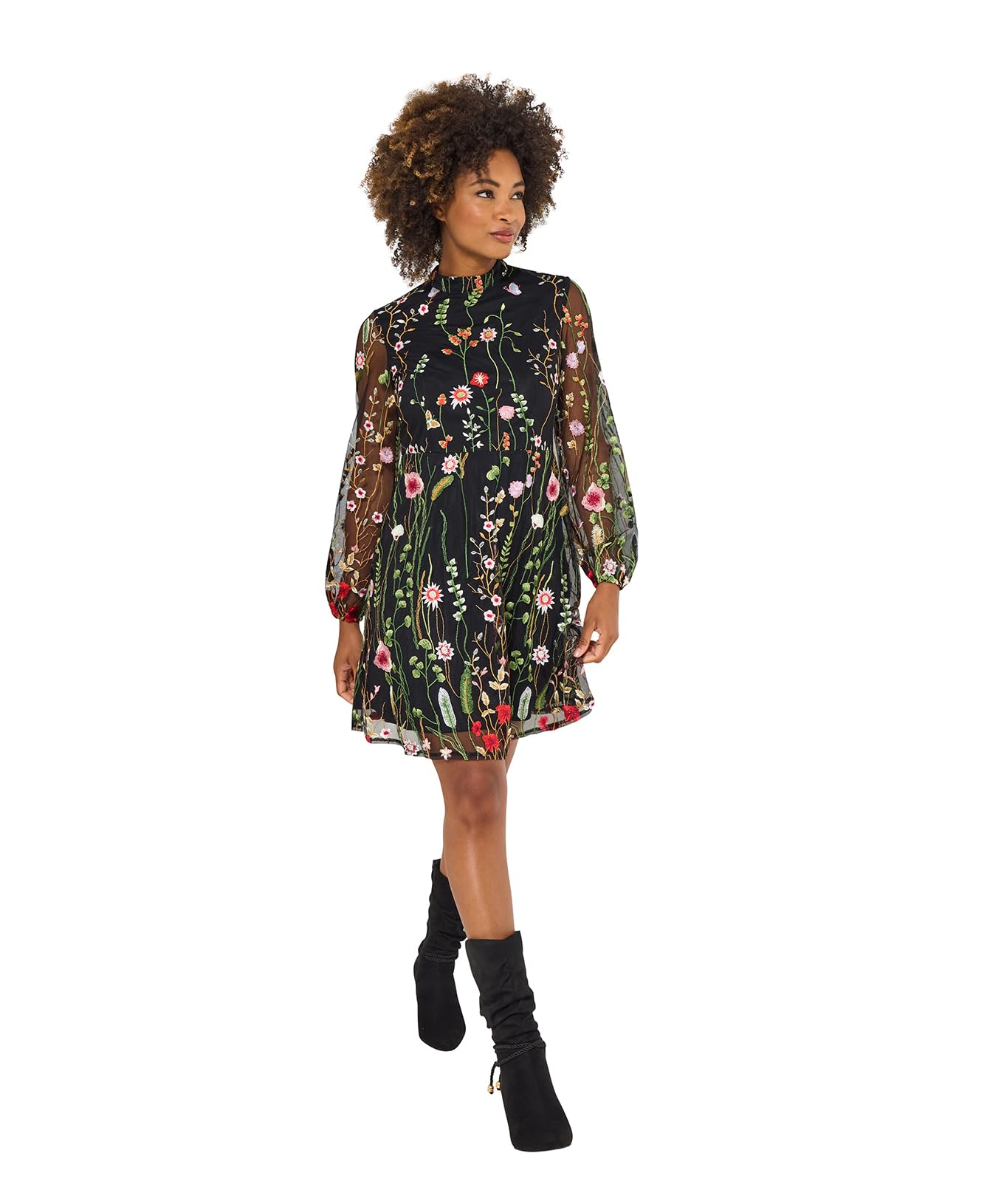 Joe Browns Women's Heart Print Cotton Sateen Dress, Black, 6
