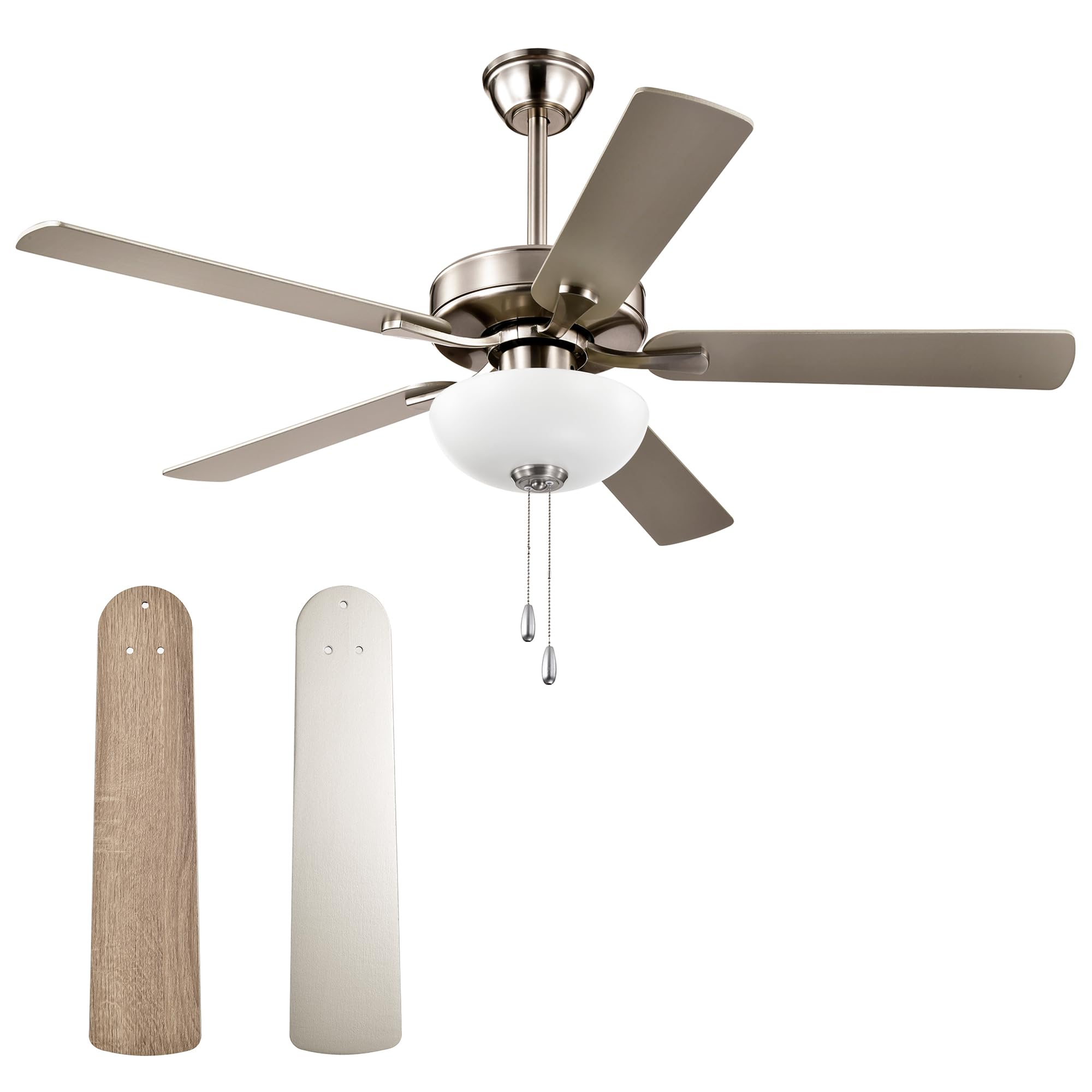 Edvivi 52-inch Ceiling Fan with LED Lights and Pull Chain Control
