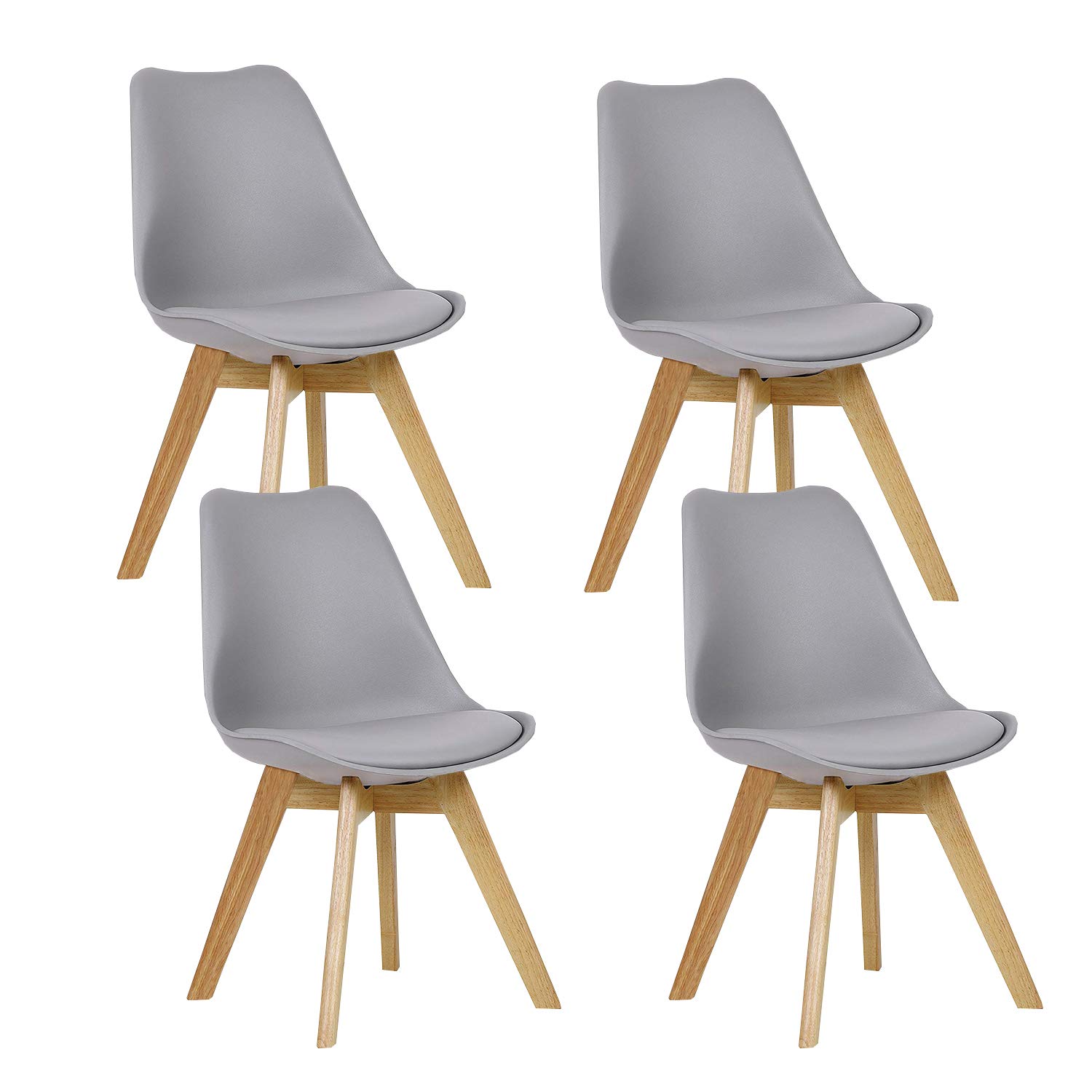 Chaise dossier haut gris et bois : lot de 4 chaises de bureau et salle à manger