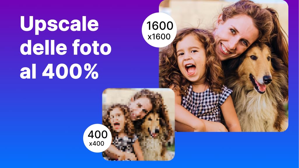 Nero AI Image Upscaler Unlimited | Ingrandire Immagini fino a 4K | Migliorare Qualità Foto | Correggere Bassa Risoluzione e Foto Vecchie | Riduzione Rumore | 1 PC | Windows 11/10