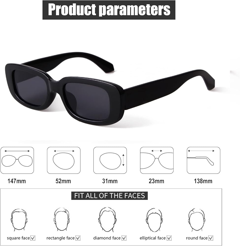 SORVINO Rectangle Sunglasses for Women Men 90s Vintage Retro