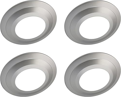 Paquete de 4 anillos de plata mate para iluminación de lata empotrada de 56 pulgadas, plástico, diámetro exterior de 8.6 pulgadas, diámetro interior
