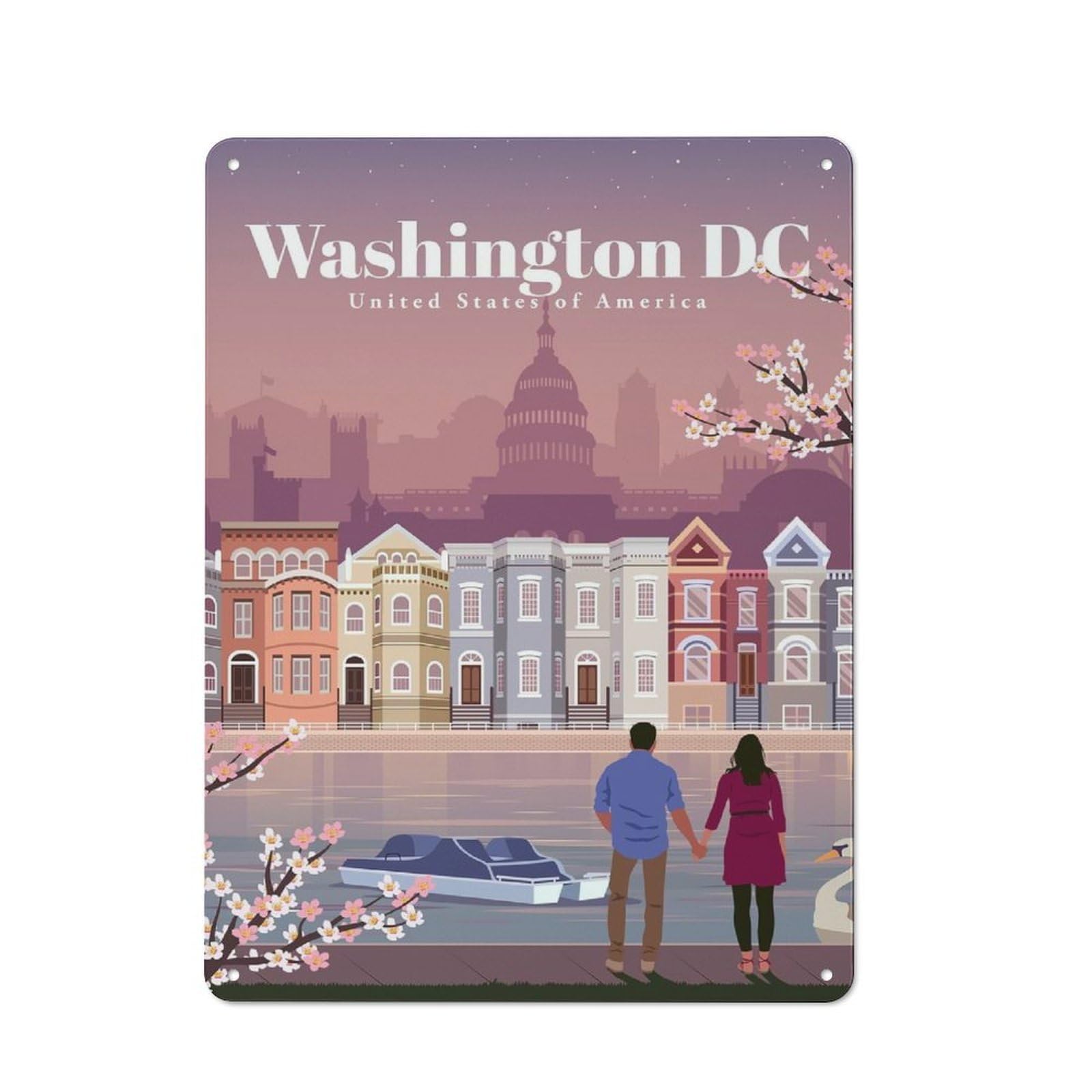 Junmoney Travel To Washington Dc Metal Wall Decor Sign, Easy To Hang Plaque For Study, Gallery Wall Or Travel Inspired Room, 40X30cm