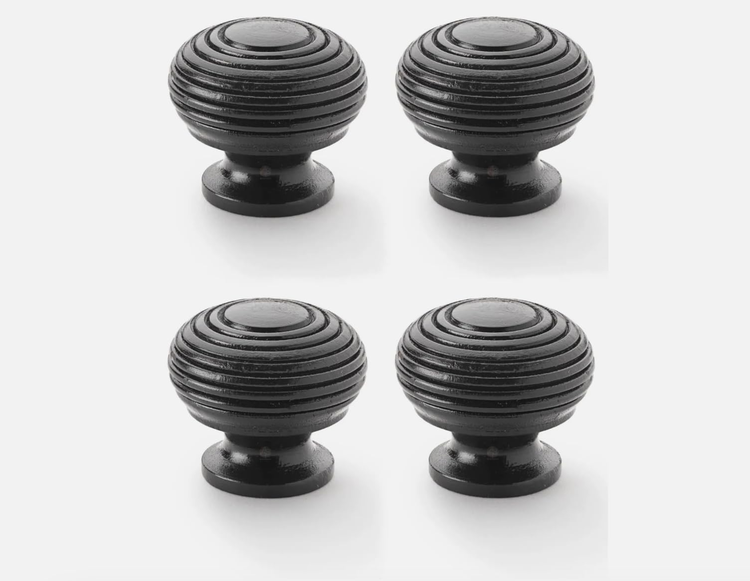 AB Hardware Pack of 4 Large 40mm Ebonised Wood Beehive Cupboard Cabinet Door Knobs Wooden