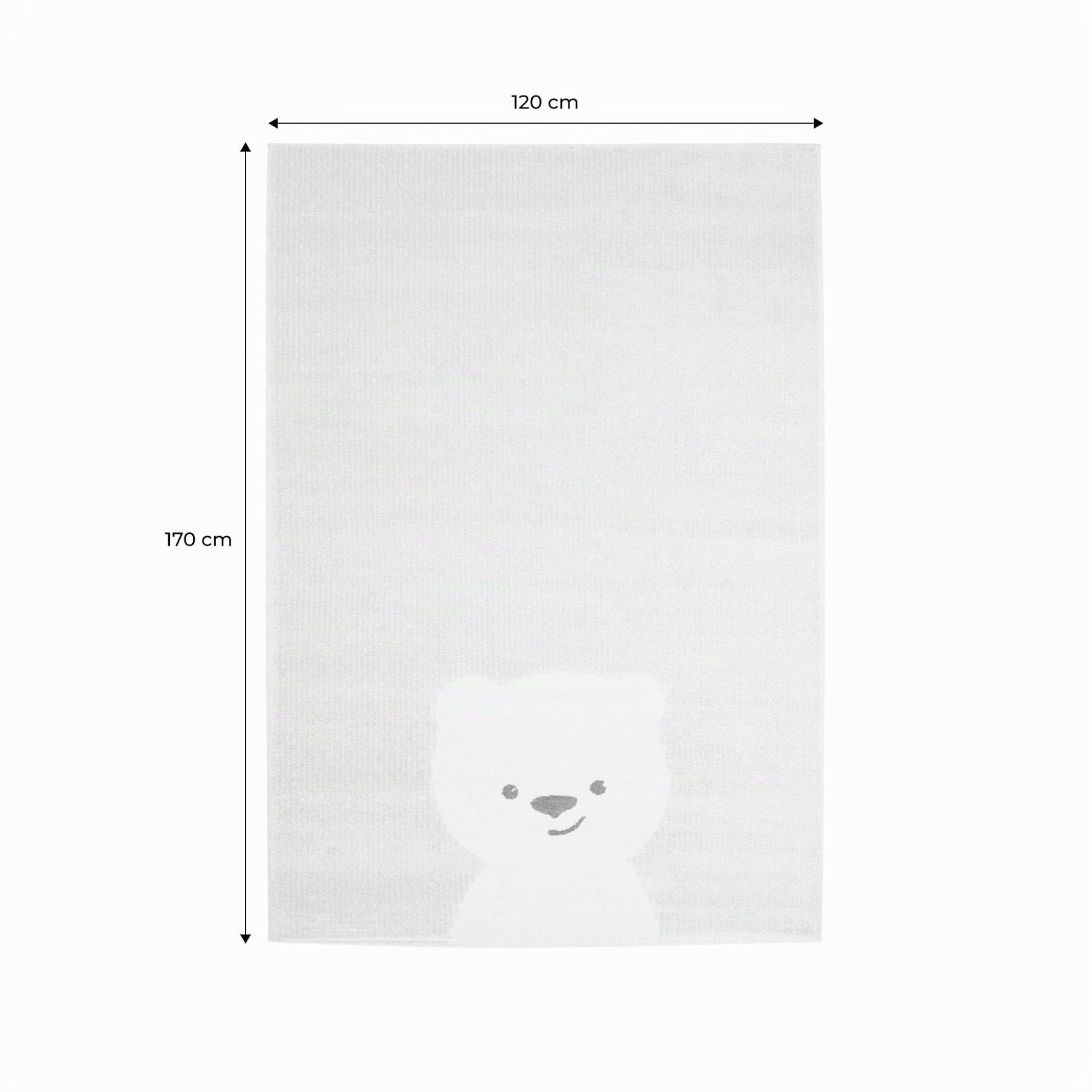 sweeek - Tapis Enfant 120 x 170cm Beige/Crème. Petit Ourson. Poils Ras. Tapis frisé très Doux