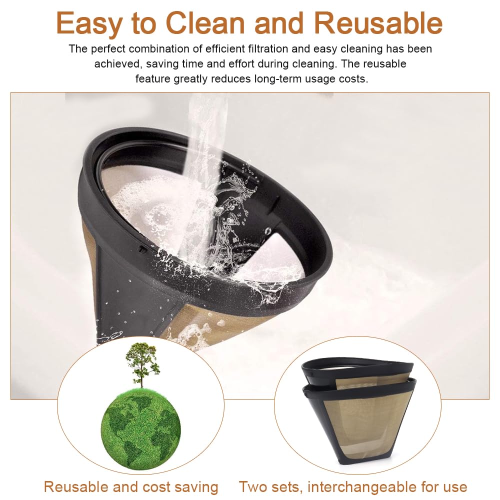 2 Filtri Caffè In Rete Metallica Con Maniglia - Riutilizzabili, A Cono, Per Macchine Caffè, Acciaio Inox - Foto 10