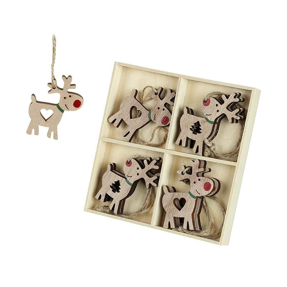 Heaven Sends Brown Cheeky Wooden Reindeer Christmas Tree Decorations