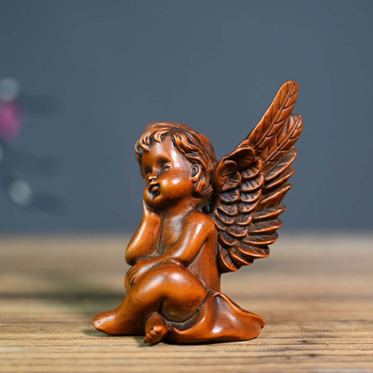 Gatuida Statuetta Angelo in Bosso, Decorazione da Tavolo per Casa e Ufficio