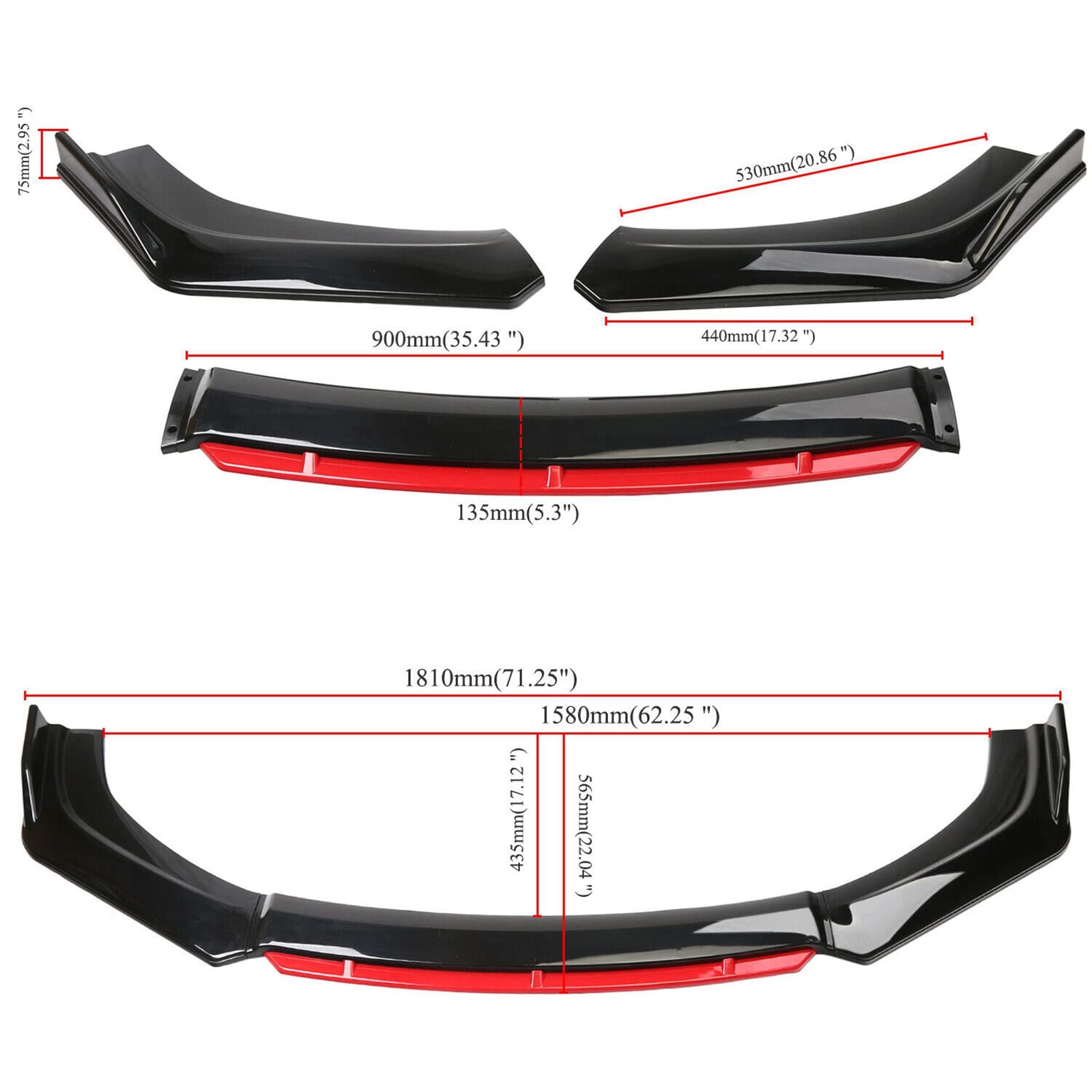 Eosnow Kit Corpo Labbro Paraurti Anteriore 5 Pezzi Kit Universale Spoiler Diffusore Diffusore Canard Per Auto 85217520