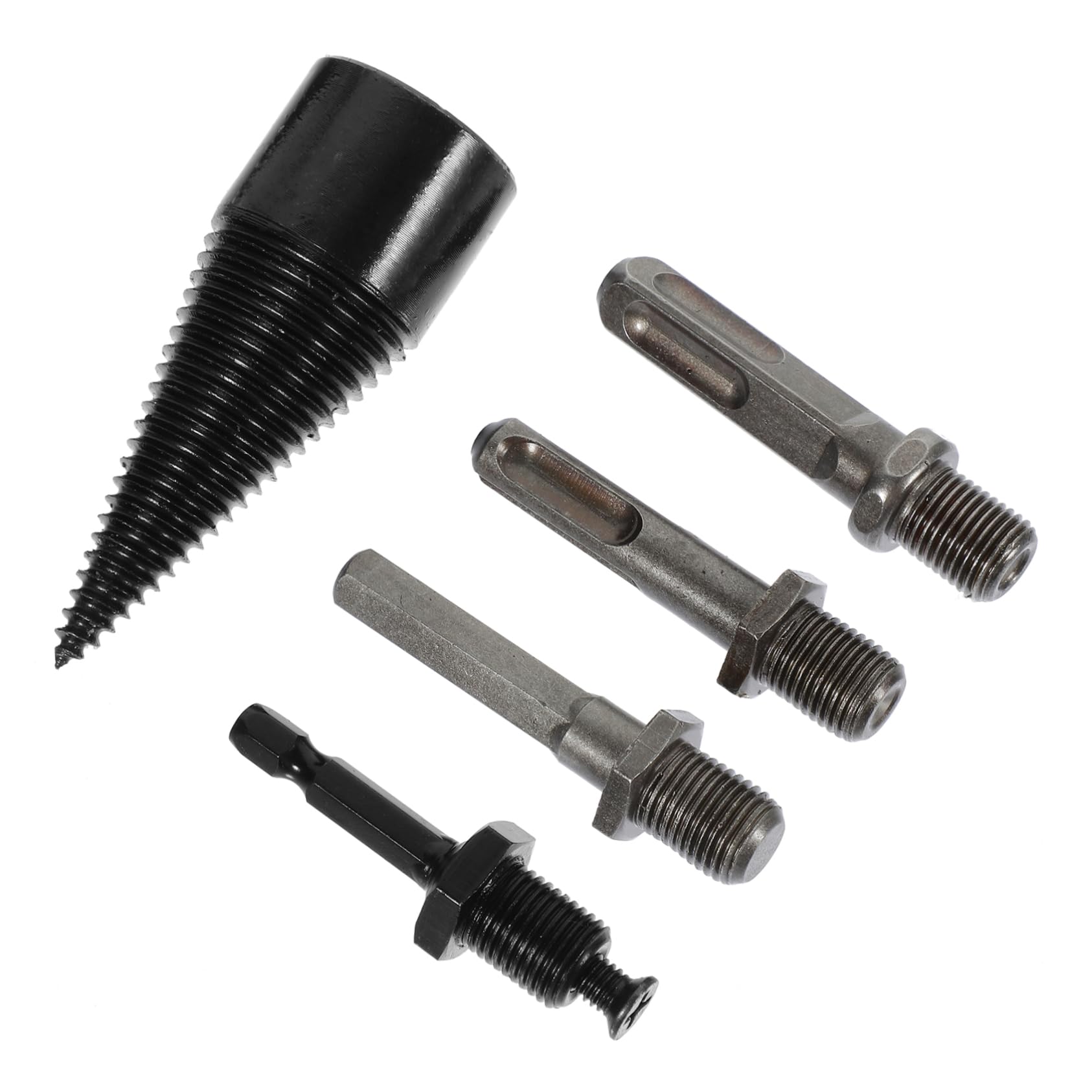 UPKOCH 3 Set Set Di Bit Trapano Legna Da Ardere Coni Per Punte Da Trapano Per Legno Punta Da Trapano Per Spaccalegna Coni Spaccalegna Acciaio Carbonio Black 5 Pezzi*3