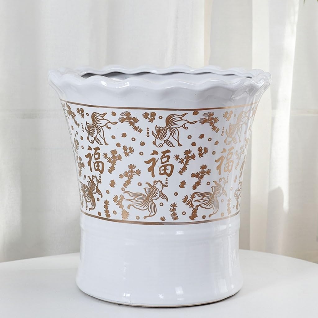 Doniczka Ceramiczna Duża Bardzo Duża Doniczka Domowa Europejski Styl Salon Lądowanie Drzewko Fortuny Doniczka Duża Średnica Wazon Doniczki Roślinne-35 * 35CM(32 * 30CM)