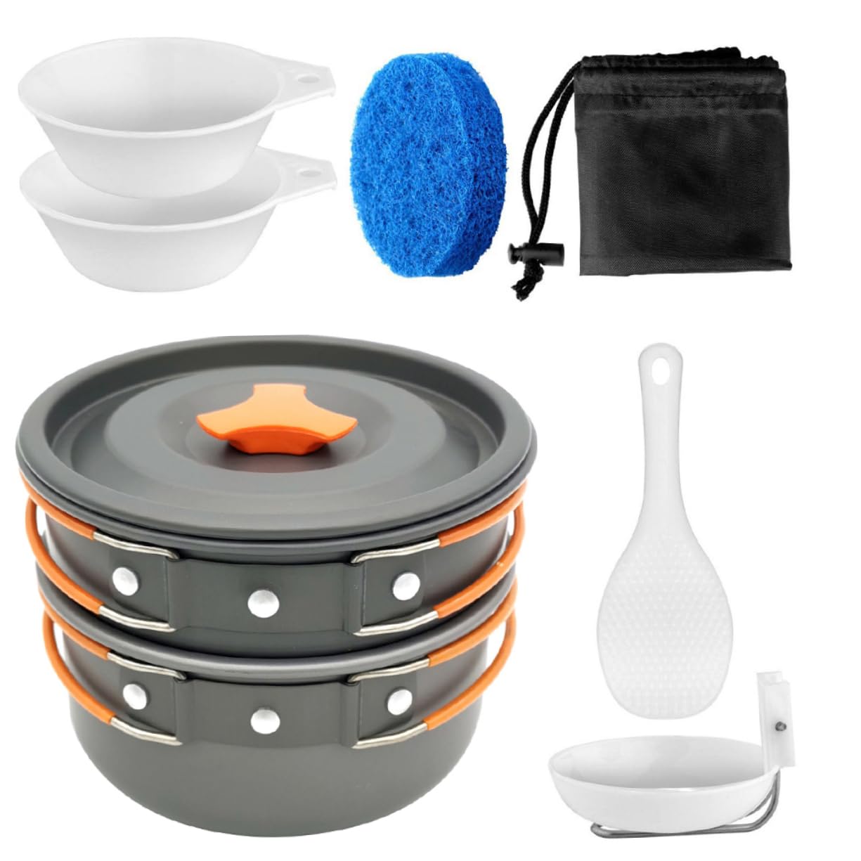 Mikikit 1 Set Portable Picnic Cooking Set Outdoor Cookware Kit for Hiking and Camping Non Stick Insulated Handles for People Durable and Easy to Clean Cookware Essentials