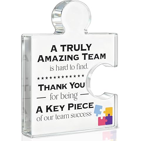 Team Thank You Appreciation Gifts for Coworkers Colleagues Employees, Teamwork Gift Best Teams Ever Gifts a Truly Amazing Team Is Hard to Find Acrylic Puzzle Piece Plaque Office Decor