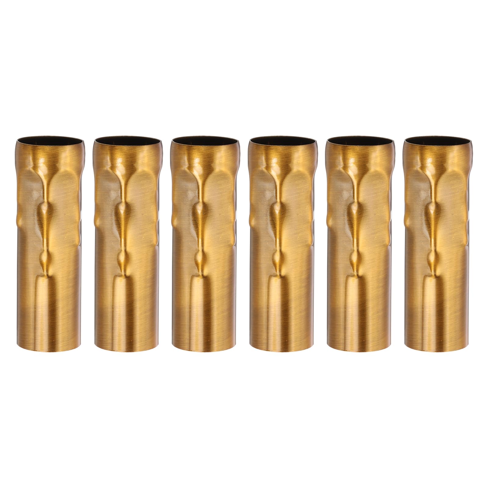 PATIKIL 2.8" Tall Candle Covers Sleeves, 6 Pcs Metal E14 Chandelier Socket Sleeves with Dripping Candelabra Base Accessories Bulb Light Base Holder for Lighting Lamps DIY, Gold Bronze