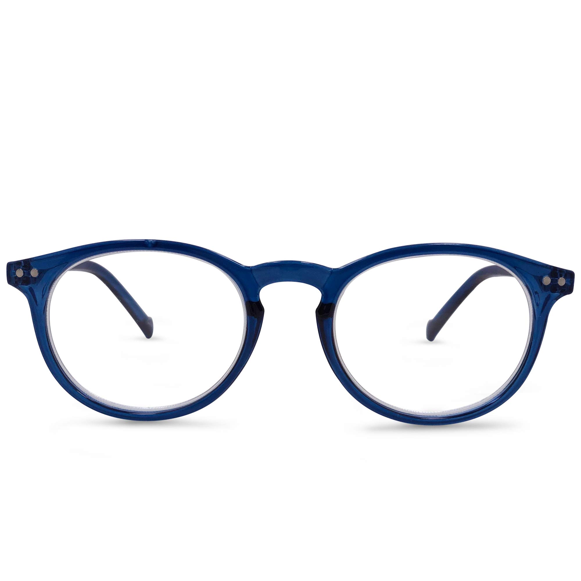 In Style Eyes Flexible Readers Reading Glasses - Full-Rimmed, Classic Round Lightweight Frame - Non-Polarized Lens - Blue - 1.0x