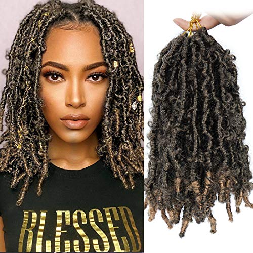 6 Packs Butterfly Locs Crochet Hair 12 Inch Pre Looped Distressed Locs Crochet hair (12 Inch (Pack of 6), T27)