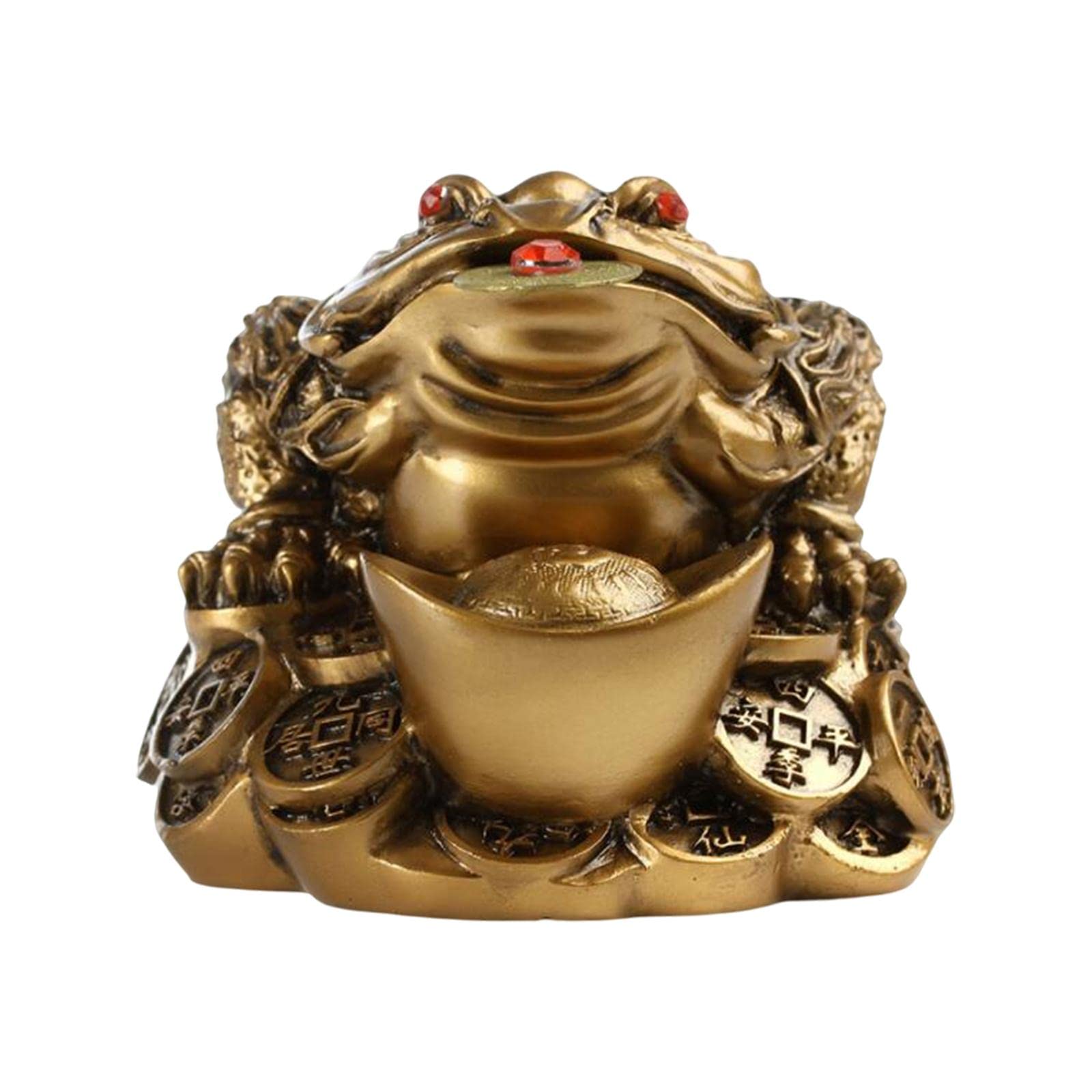 Resin Feng Shui Money Frog Wealth Statue Lucky Gifts for Tabletop Decor Bronze |Figures Decoration Wooden|Birds Figures for Decoration |Garden Decoration Figures |Home Decoration Figures
