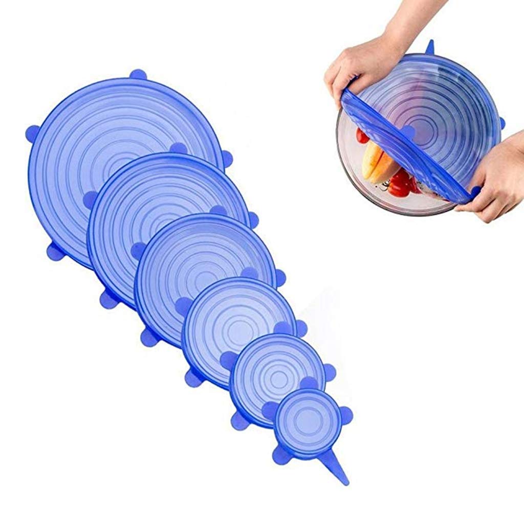 HoitoDeals Reusable Silicone Stretchy Food Lids Stretch Lids for Food Bowls Containers (6 Pcs)