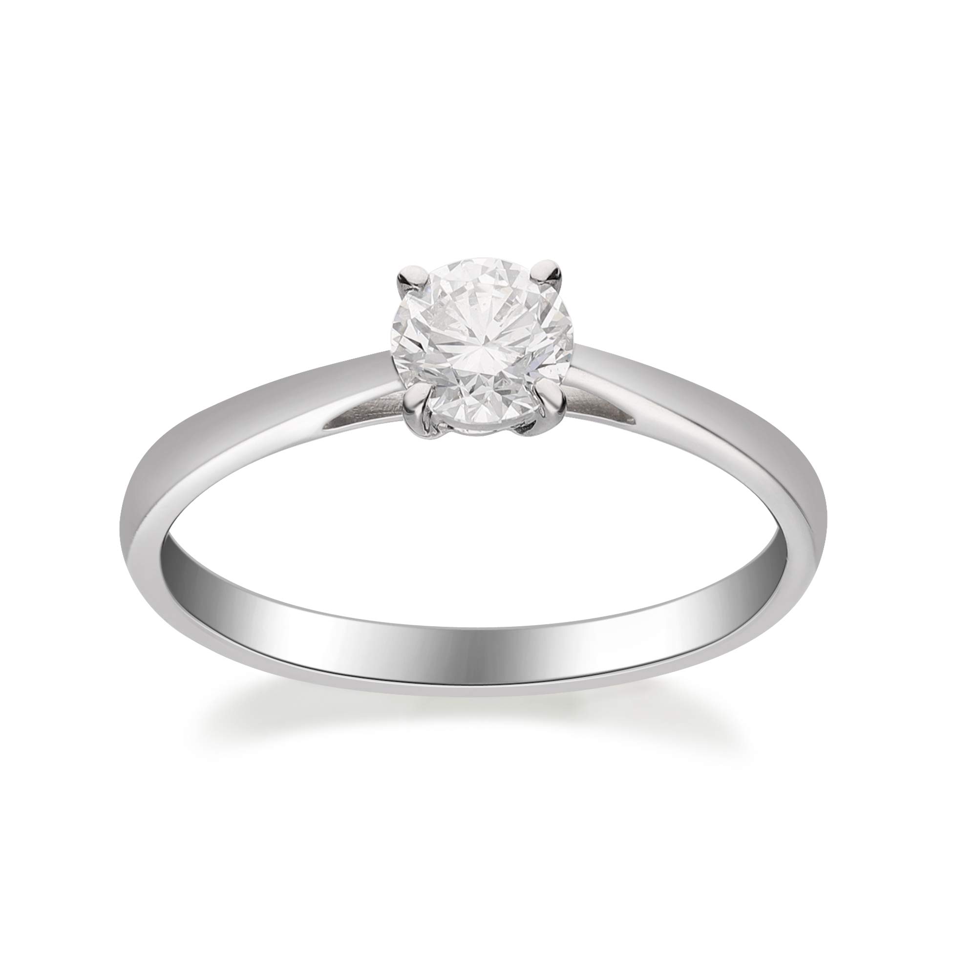 Gin & Grace 18K White Gold Natural White Diamond (I1) Solitarie Wedding/Engagement/ Statement Ring for Women Jewelry Gifts