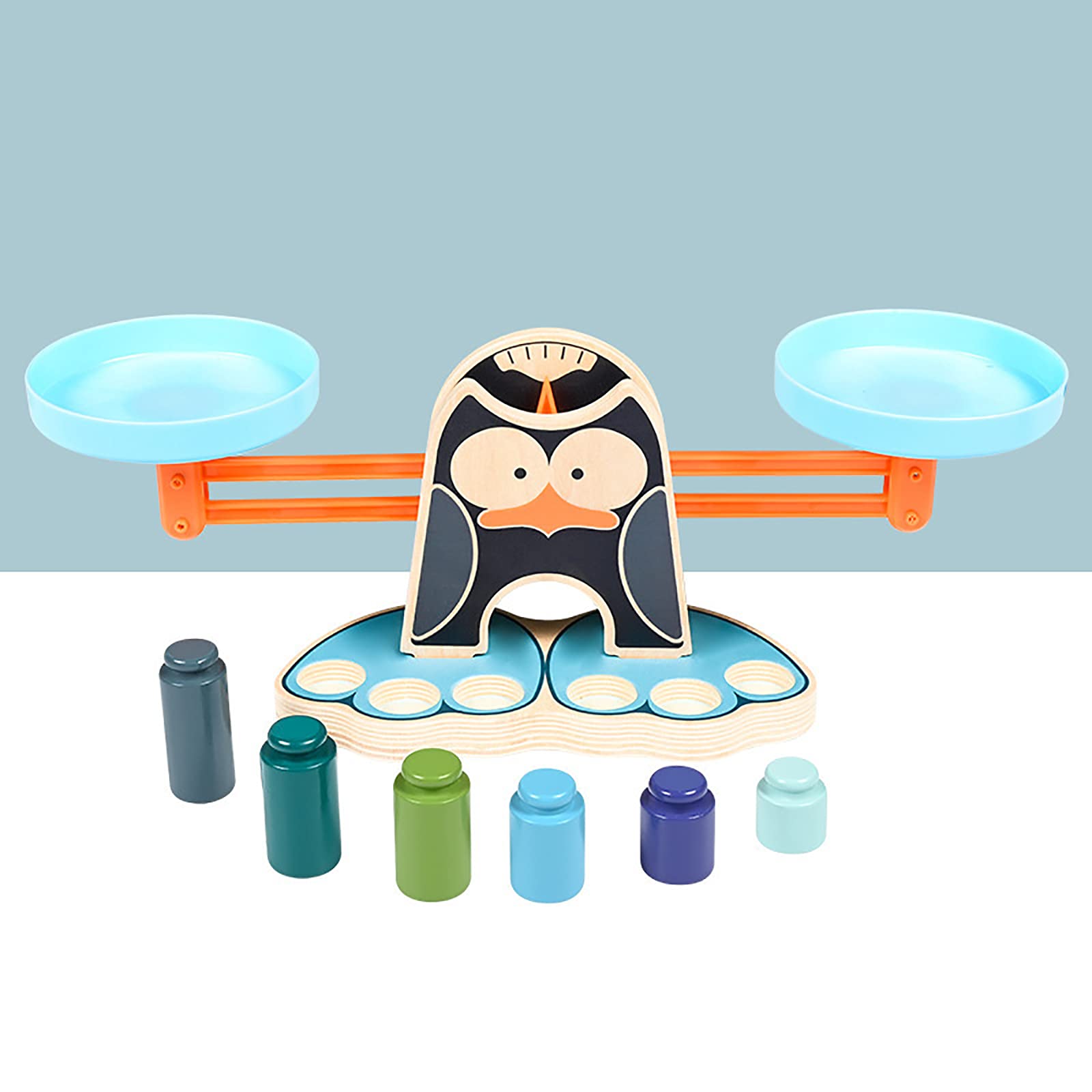 LHZMD Wooden Balances Scales Toy Educational Weighing Scale Toy, Math Teaching Toy for Preschool Children (Penguin)