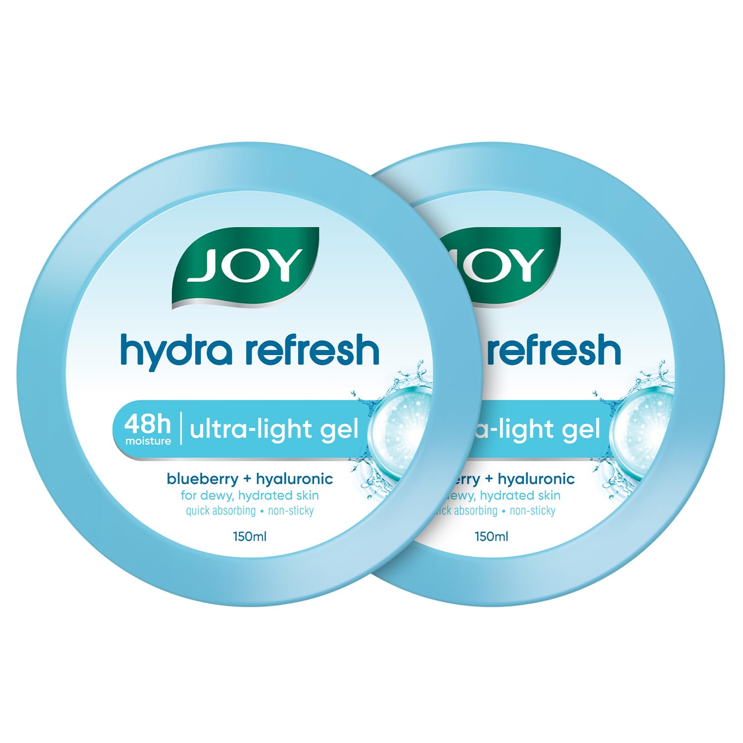 Hydra Refresh Ultra Light Gel, Oil Free Moisturizer with Hyaluronic Acid & Vitamin E 150ml x 2 - Non Sticky & Lightweight Face Cream for Oily Skin for 48hr Moisturization