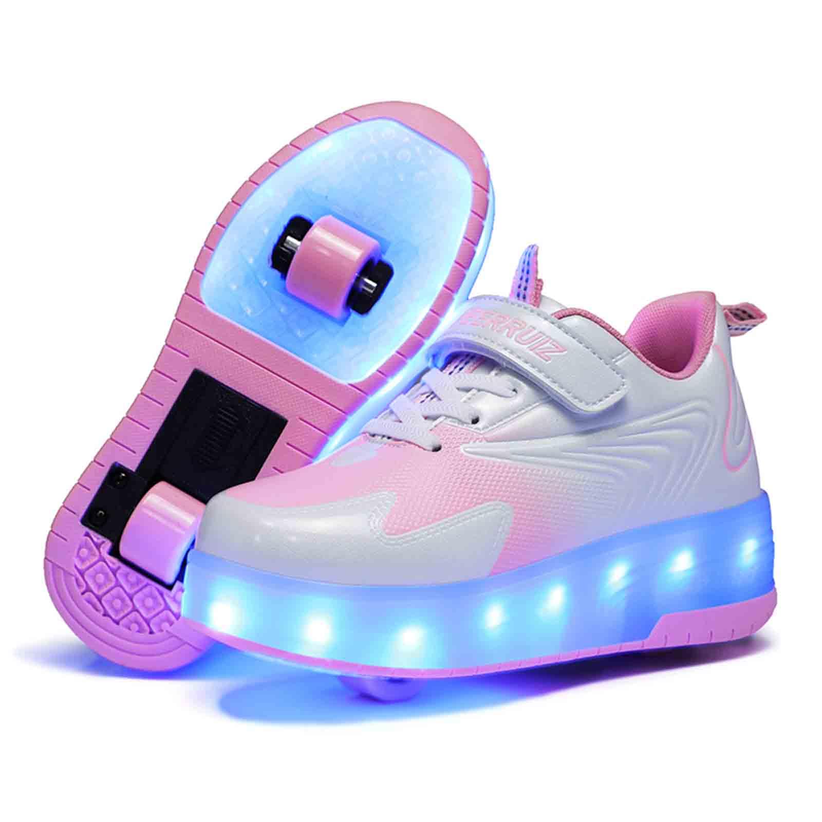 Tinecaco LED Light Up Kids Roller Skate Shoes with 2 Wheels,USB Rechargeable Rallar Shoe Sneakers for Boys Girls Birthday Thanksgiving Christmas Day