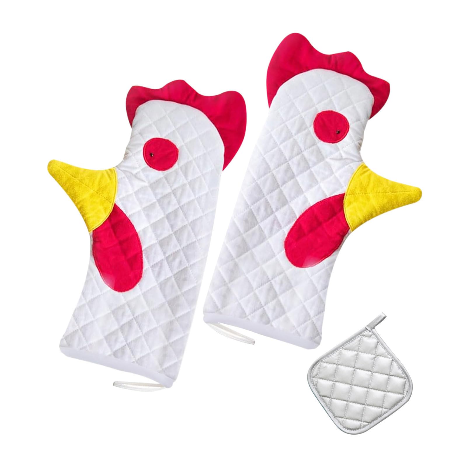 Tsophreniq Oven Glove Non-woven Fabric Mitts Rooster Shape Kitchen Glove Pots Pad Baking Cooking Lover Funny Chicken Mitt